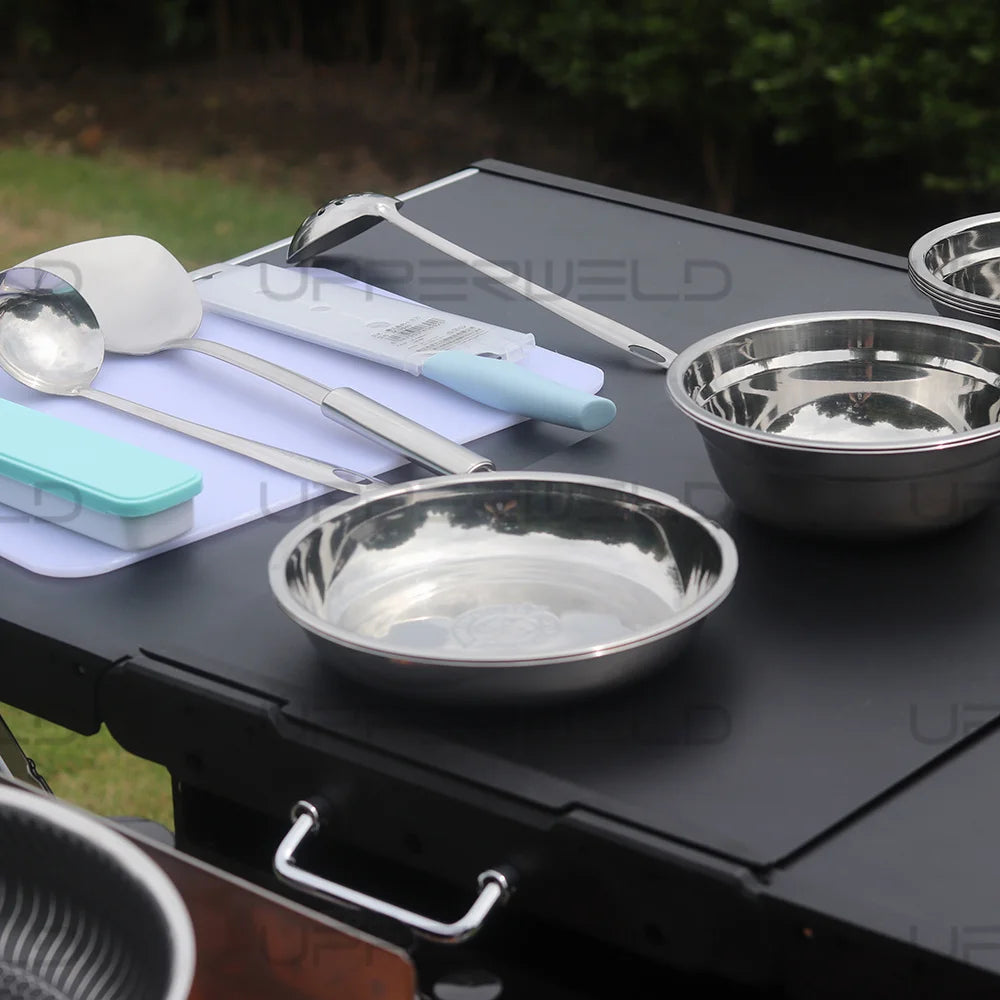 Heavy Duty Outdoor bbq Camping move Kitchen 2 in 1 Folding Cooking Table for Easy Multifunction Aluminum