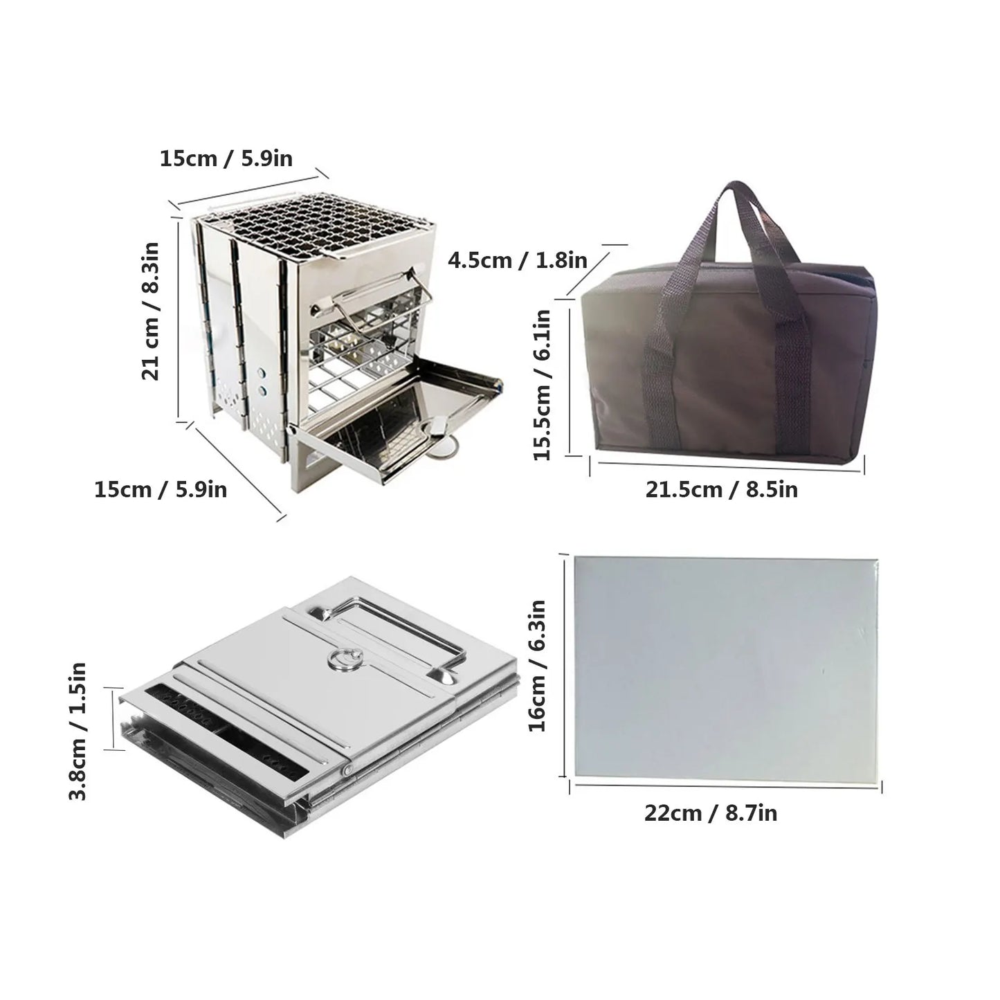 Portable Foldable Outdoor Wood Stove Stainless Steel Charcoal Grill Lightweight Barbecue Grill Stoves Camping Equipment