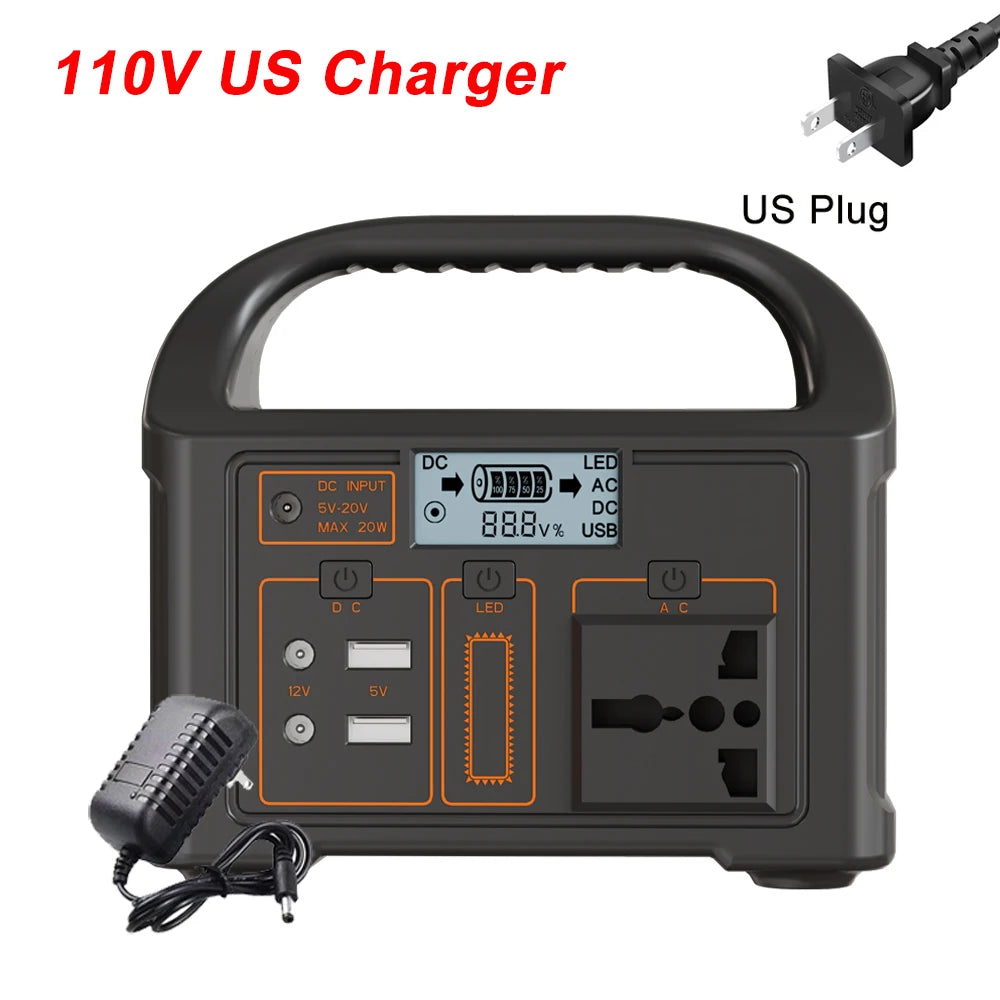 100W Portable Solar Power Station 24000mAh Power Generator LED Display Battery Power Camping Power Bank Outdoor Power Supply