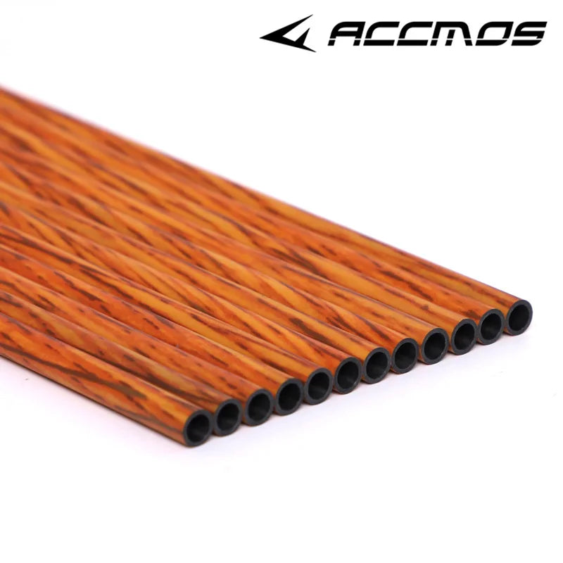 12pcs Wood Skin Pure Carbon Arrow Shaft ID 4.2 mm Spine 600 700 800 Archery for Recurve Bow Hunting Shooting