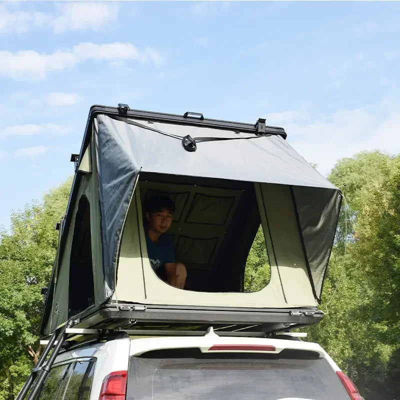 Car Rooftop Tent, Outdoor Off Road Aluminum Hard Shell Car Roof Top Tent Folding Camping for Truck SUV