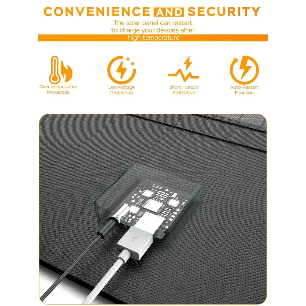 Portable Solar Panel Charger Generator Foldable 21W Camping RV USB DC Ports IPX4 Waterproof Oxford Cloth Kit