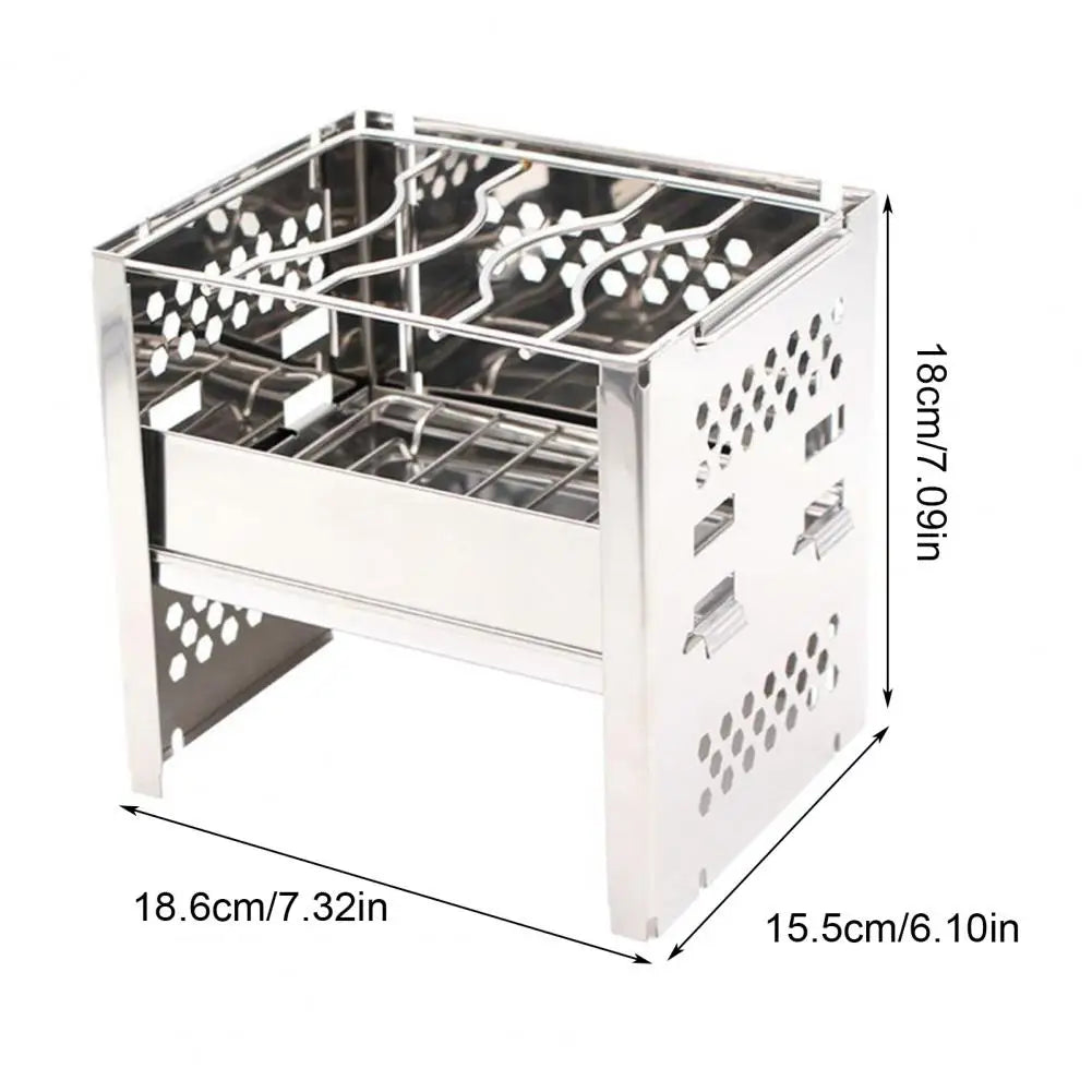 Outdoor Folding Grill Barbecue Stove with Storage Bag Stainless Steel Camping Picnic Mini BBQ Grill Charcoal Stove Windshield