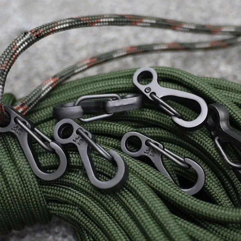10Pcs/lot Mini Carabiner Gear Hooks Key Chain Camping EDC Survival Climbing SF Spring Backpack Clasps Keychain