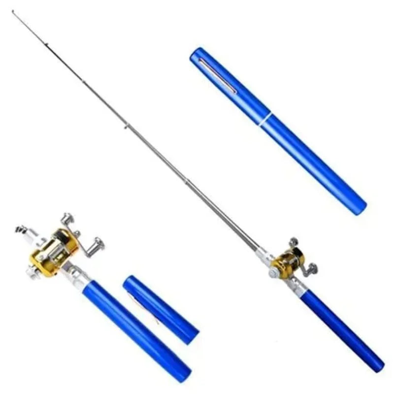 Pocket Size Fishing Rod Set Telescopic Pocket Pen Fishing Rod Fishing Rod and Reel Combo with Mini Trolling Reel