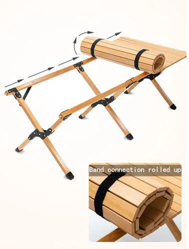 Solid Wood Folding Table Camping Wind Bar Grill Hot Pot Booth Fair with Heightened Egg