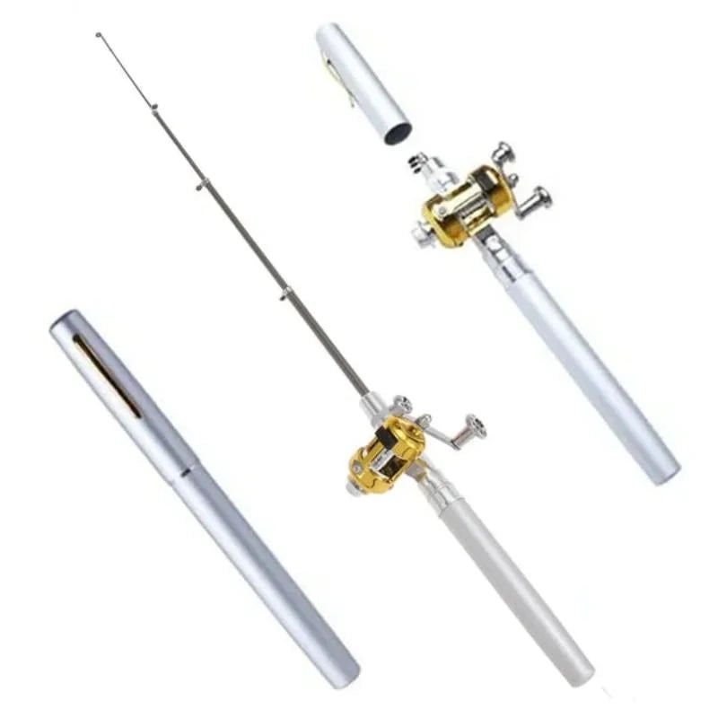 Pocket Size Fishing Rod Set Telescopic Pocket Pen Fishing Rod Fishing Rod and Reel Combo with Mini Trolling Reel