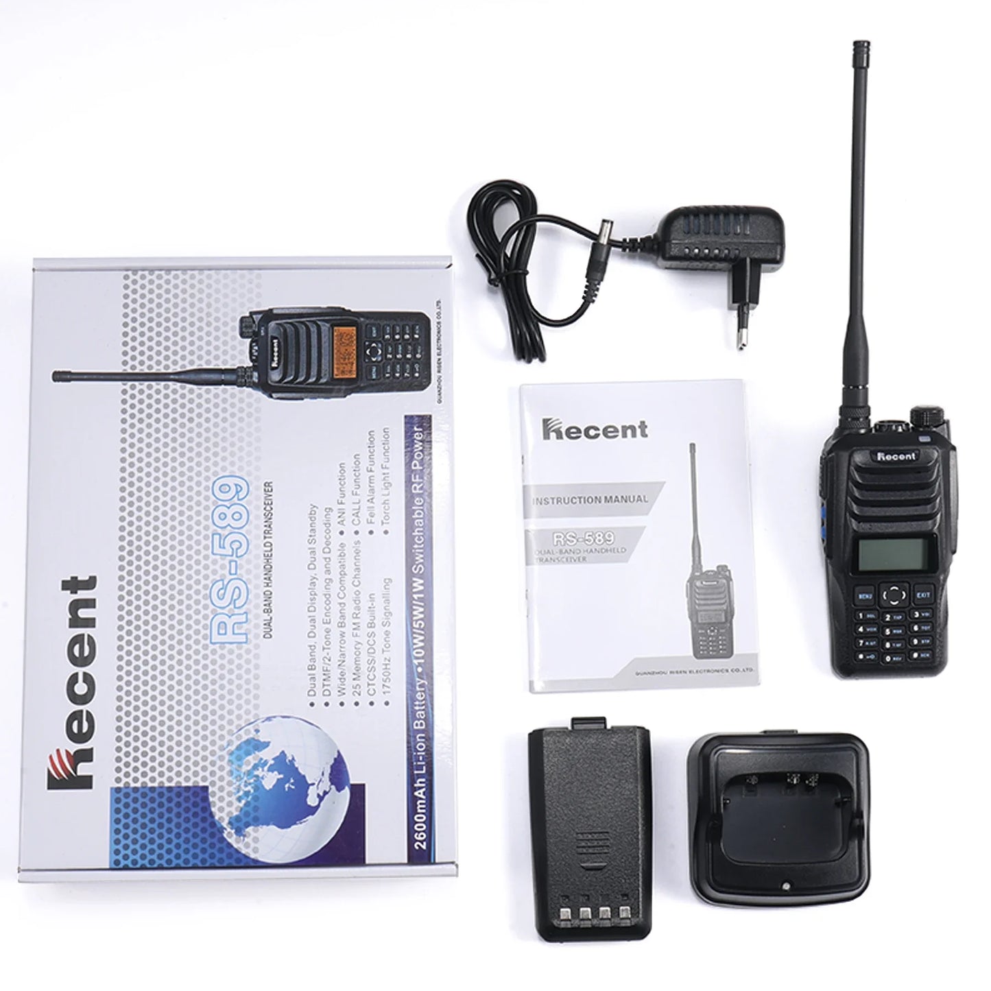 RS-589 Professional 10W 12KM VHF UHF Radio Walkie Talkie Portable Handheld Transceiver with LED Flashlight