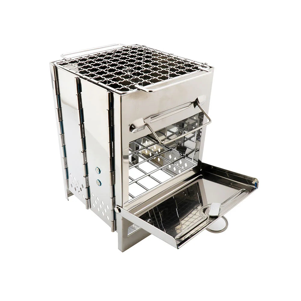 Detachable Mini Charcoal Stove Stainless Steel Folding Wood Stove Portable Environment Protection Camping Barbecue Supplies