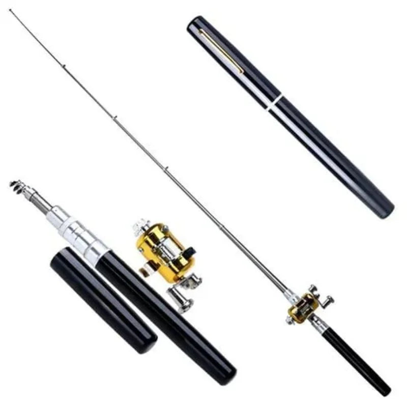 Pocket Size Fishing Rod Set Telescopic Pocket Pen Fishing Rod Fishing Rod and Reel Combo with Mini Trolling Reel