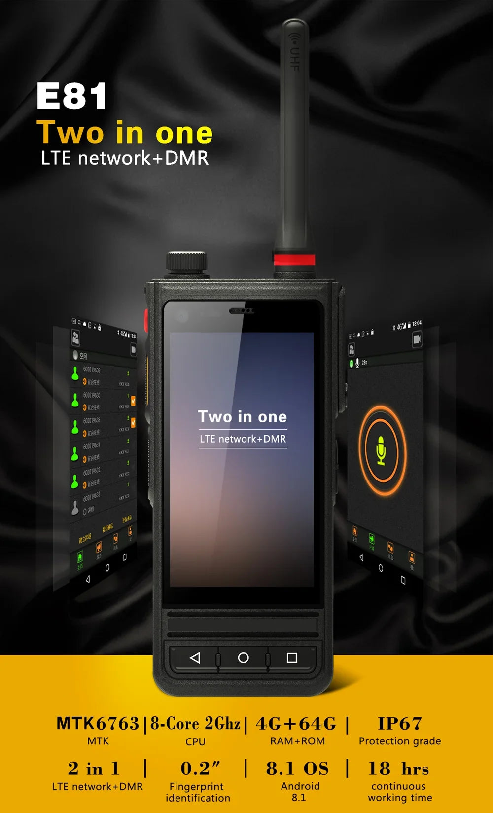 YYHC-Android walkie talkie phone two-way radio sim card two way radio mobile phone with walkie talkie long range