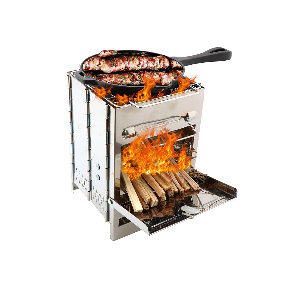 Detachable Mini Charcoal Stove Stainless Steel Folding Wood Stove Portable Environment Protection Camping Barbecue Supplies