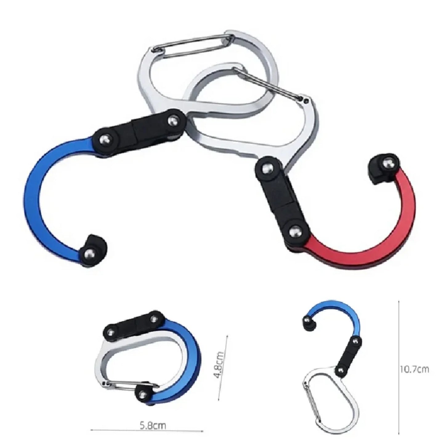 Carabiner Hybrid Gear Clip with Rotating Hook