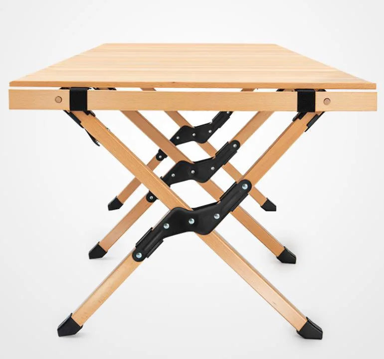 Solid Wood Folding Table Camping Wind Bar Grill Hot Pot Booth Fair with Heightened Egg