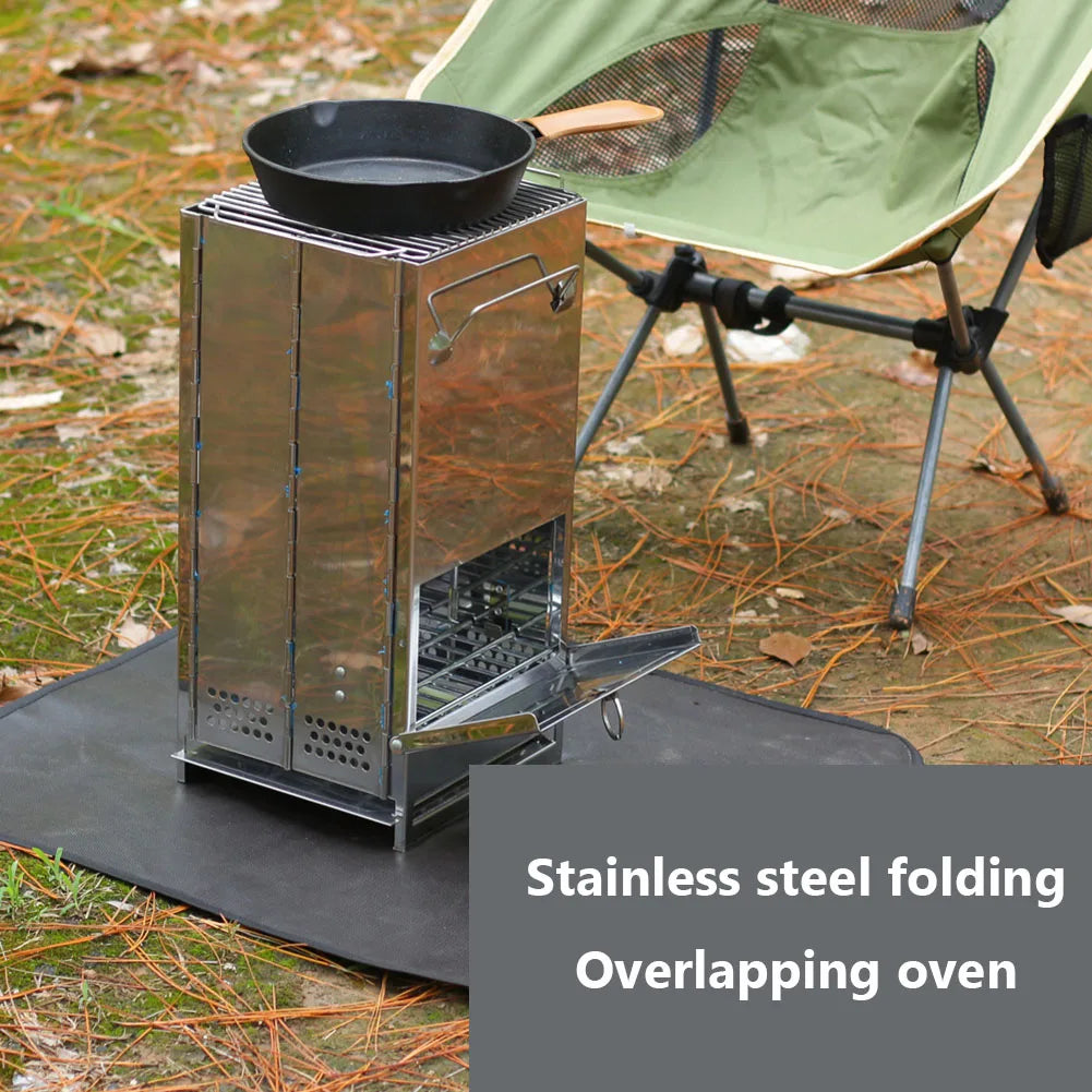 Detachable Mini Charcoal Stove Stainless Steel Folding Wood Stove Portable Environment Protection Camping Barbecue Supplies