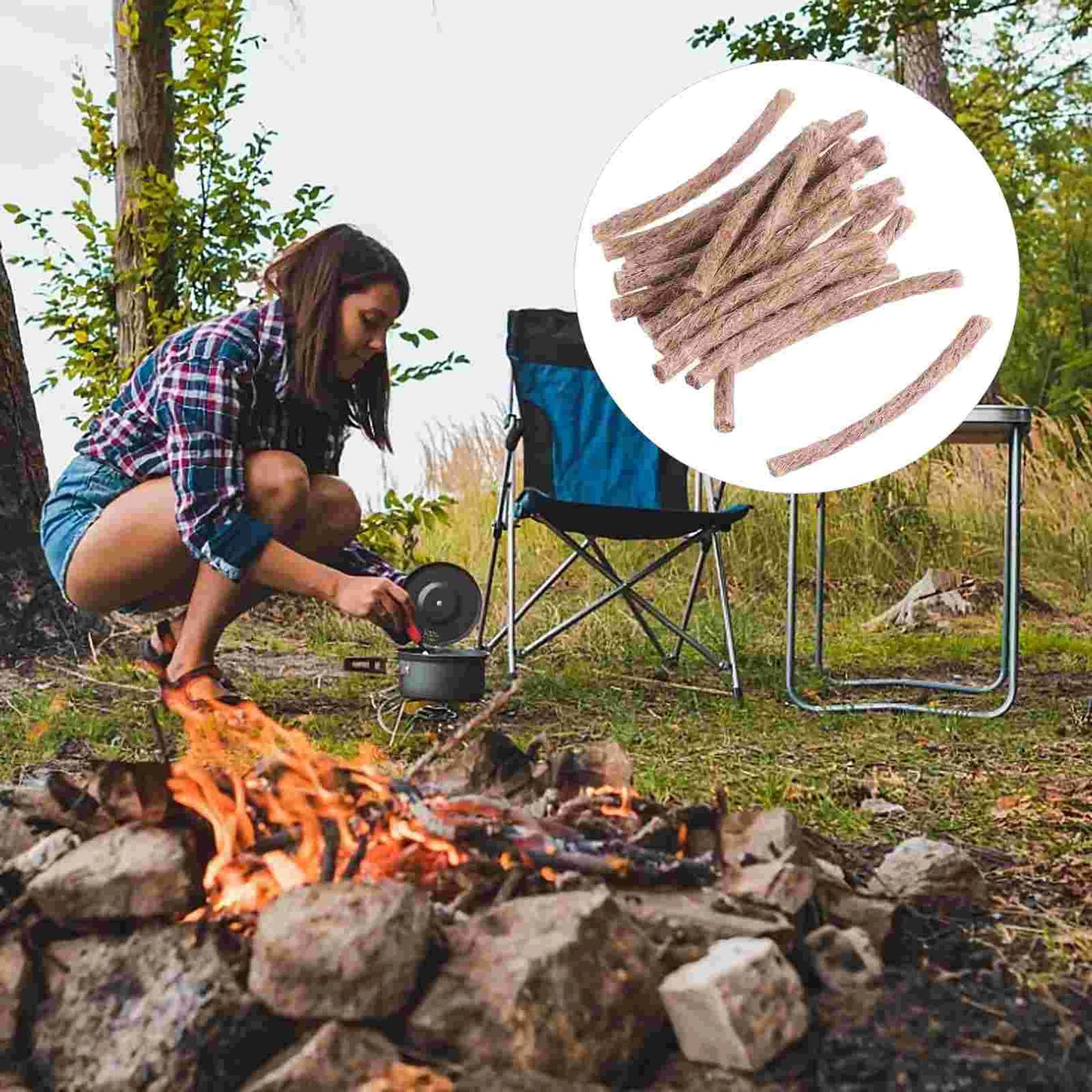 20 Pcs Picnic Barbecue Rope Set Survival Artificial Fire Starter Beeswax Wick Hiking Camping Cord