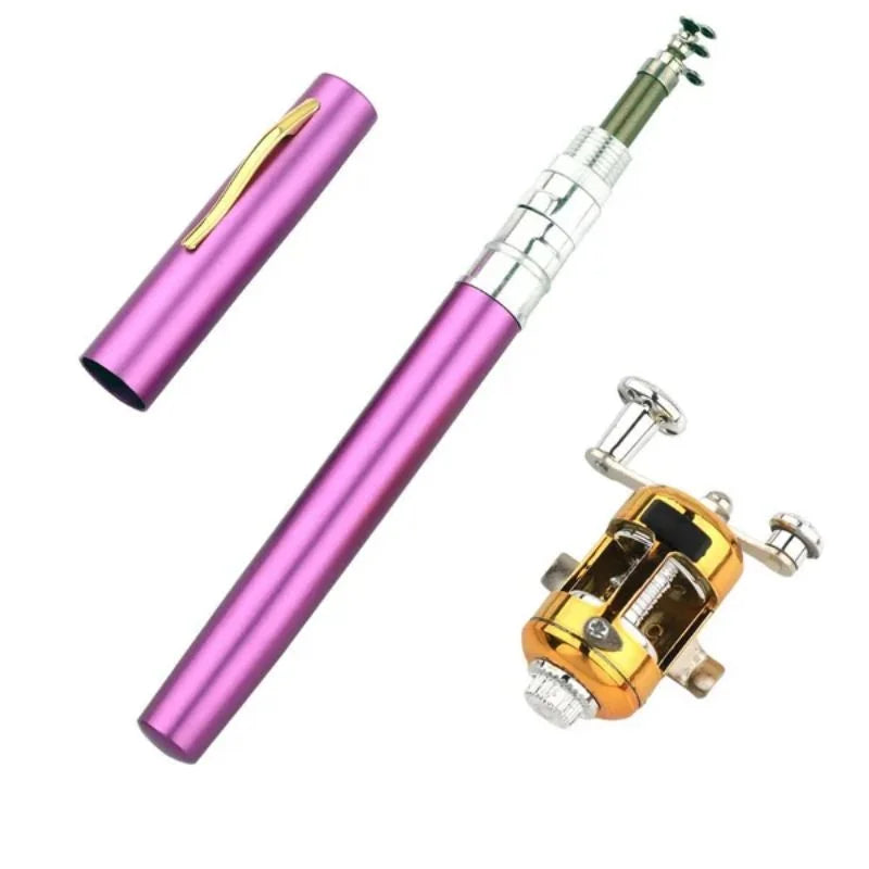 Pocket Size Fishing Rod Set Telescopic Pocket Pen Fishing Rod Fishing Rod and Reel Combo with Mini Trolling Reel