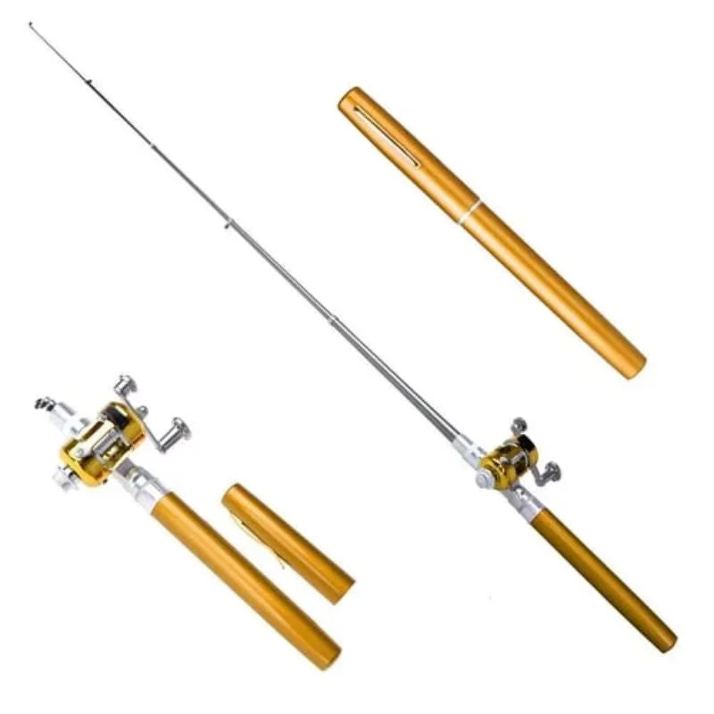 Pocket Size Fishing Rod Set Telescopic Pocket Pen Fishing Rod Fishing Rod and Reel Combo with Mini Trolling Reel