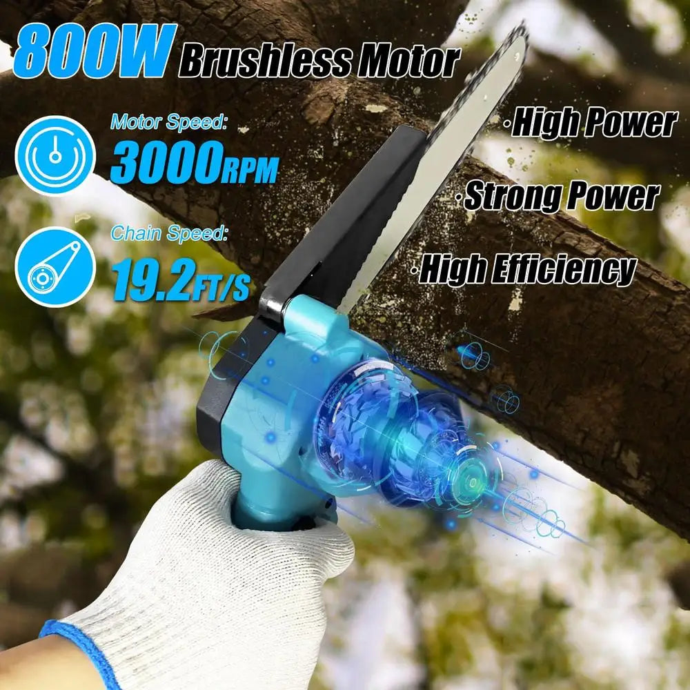 2-in-1 Cordless Pole Saw & 8-Inch Mini Chainsaw 21V 2.0Ah Battery Pole Chainsaw with Powerful Brushless Motor 12-Foot MAX Reach