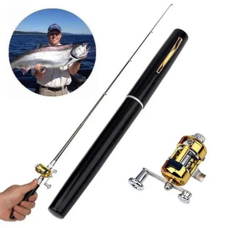 Pocket Size Fishing Rod Set Telescopic Pocket Pen Fishing Rod Fishing Rod and Reel Combo with Mini Trolling Reel