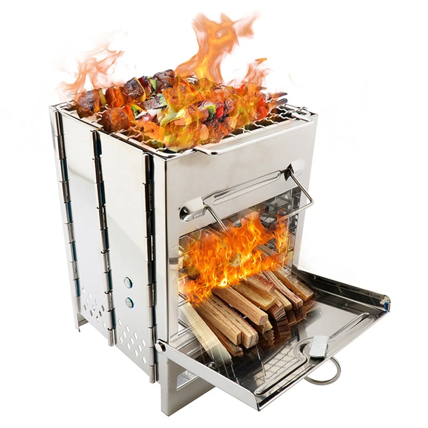 Portable Foldable Outdoor Wood Stove Stainless Steel Charcoal Grill Lightweight Barbecue Grill Stoves Camping Equipment