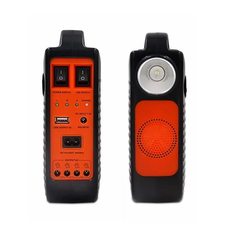 Portable Solar Power System Solar Panel Generator Kit with FM Radio 3 LED Bulbs Outdoor Emergency Lighting for Camping Hiking