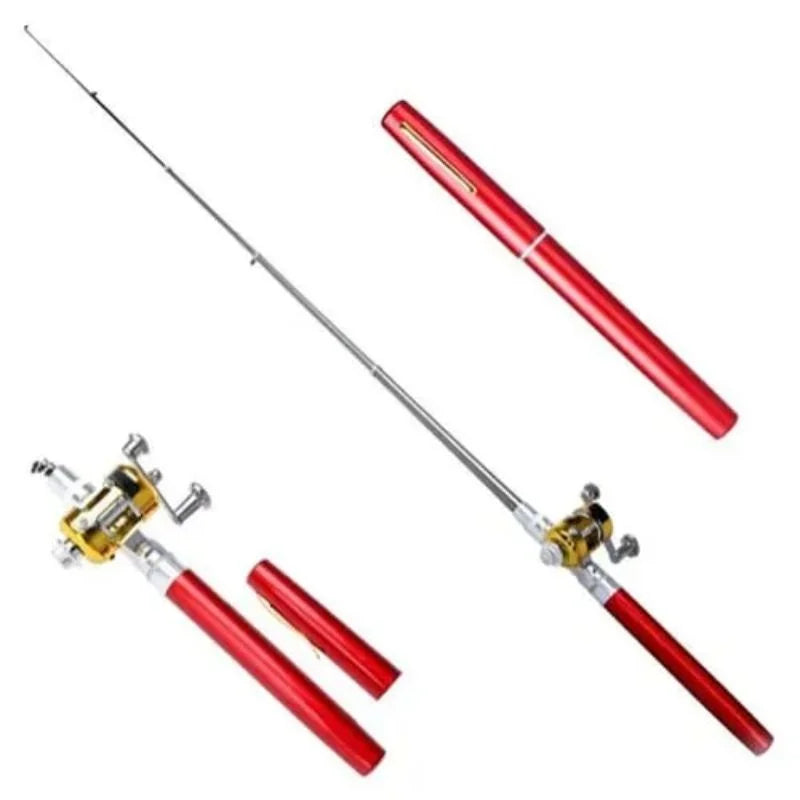 Pocket Size Fishing Rod Set Telescopic Pocket Pen Fishing Rod Fishing Rod and Reel Combo with Mini Trolling Reel
