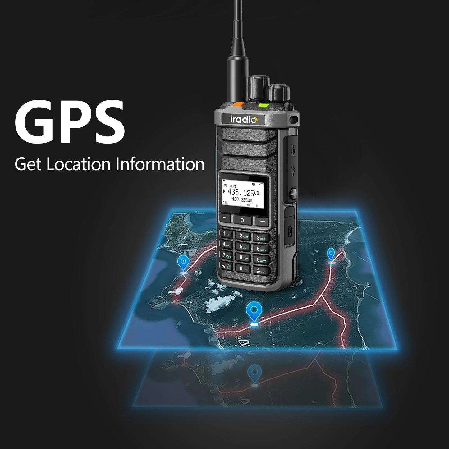 Iradio UV-88 GPS Walkie Talkie Shortwave UV88 Radio Type-C Charging 18-520mhz Receiving NOAA 1024 Channel Frequency Channel Scan