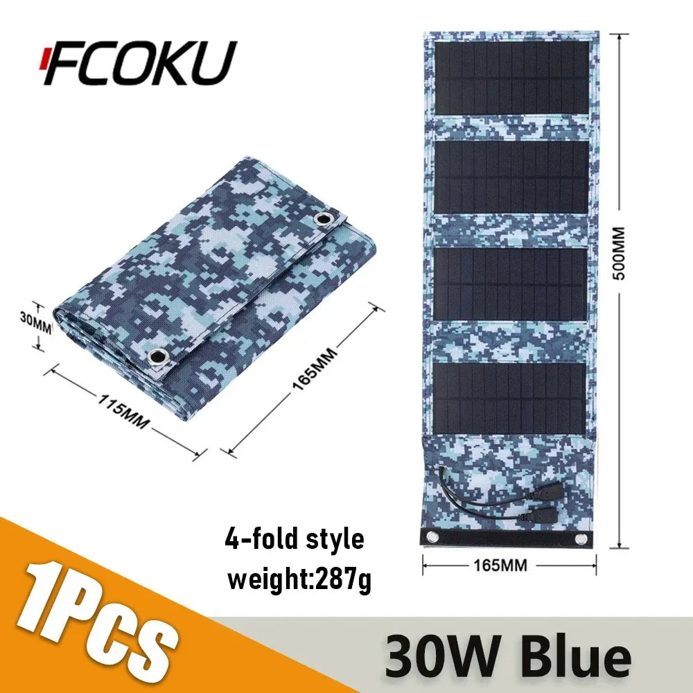 80W Portable Foldable Solar Panel with USB 5V Waterproof Solar Panel for Cell Phone Power Bank Battery Charger Camping Tourism