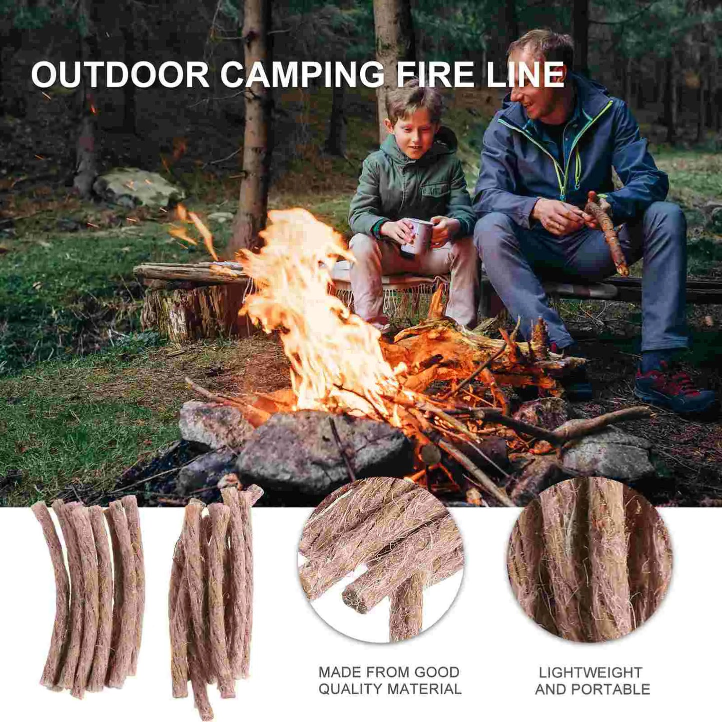 20 Pcs Picnic Barbecue Rope Set Survival Artificial Fire Starter Beeswax Wick Hiking Camping Cord