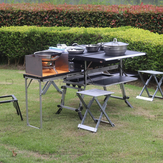 Heavy Duty Outdoor bbq Camping move Kitchen 2 in 1 Folding  Cooking Table for Easy  Multifunction Aluminum