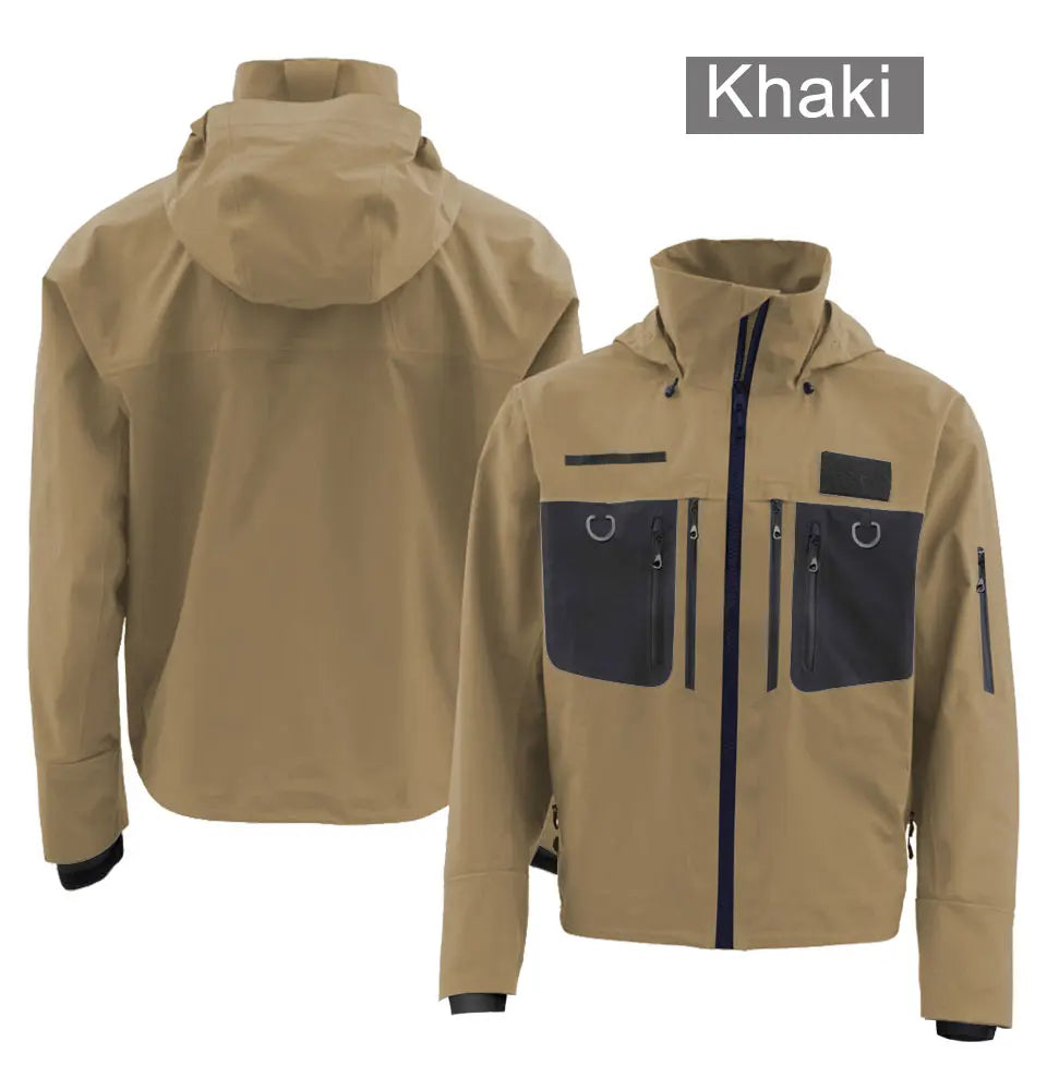 Fishing Wading Jackets 4-Ply Breathable Rain Jacket Durable Tactical Waterproof Clothing Dry Outwear for Kayaking Hiking Hunting
