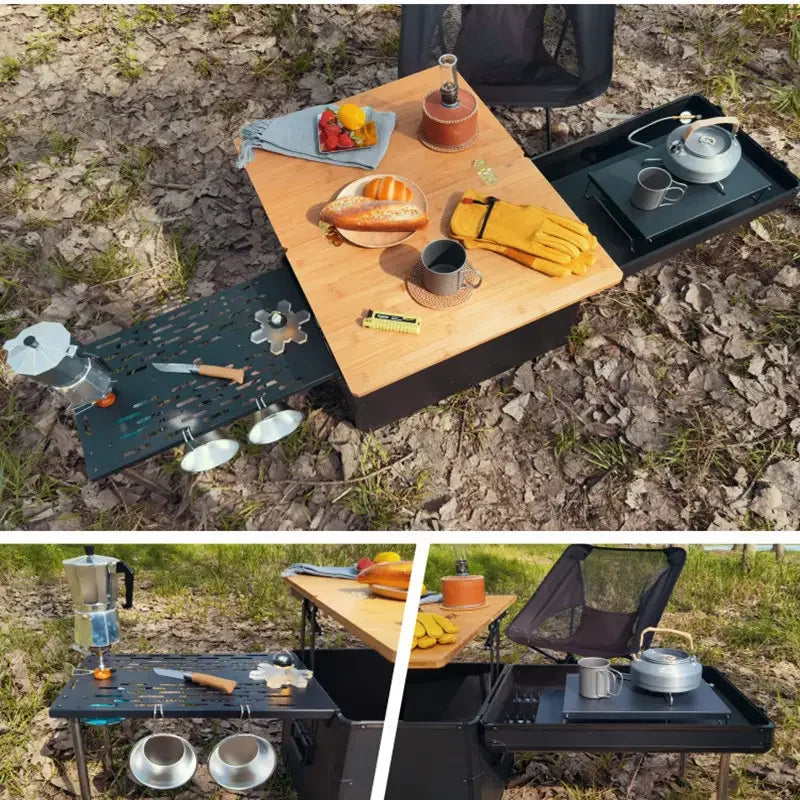High Quality Popular Picnic Outdoor Camping Camper Portable mini Kitchen Foldable Folding Table Box  Mobile