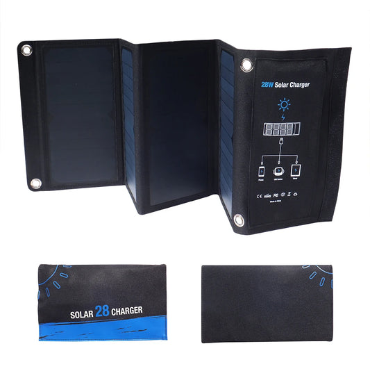 28W Solar Panel Folding Bag USB+type-C Output Solar Charger Portable Foldable Charging Device Outdoor mobile phone