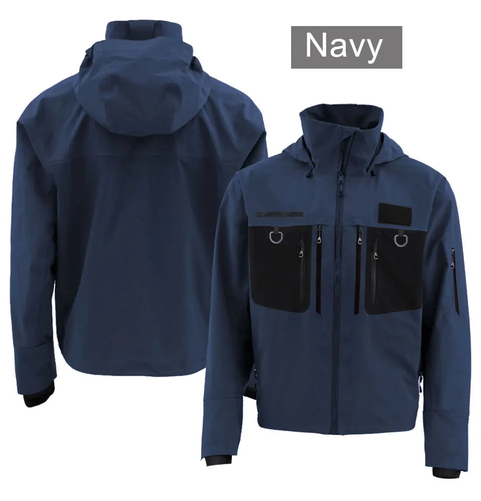 Fishing Wading Jackets 4-Ply Breathable Rain Jacket Durable Tactical Waterproof Clothing Dry Outwear for Kayaking Hiking Hunting