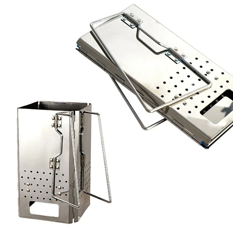 Portable Charcoal Starter, Stainless Steel BBQ Grill, Outdoor Folding Carbon Stove, Fire Heating Grill