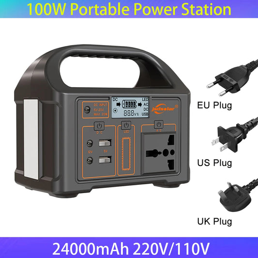 100W Portable Solar Power Station 24000mAh Power Generator LED Display Battery Power  Camping Power Bank Outdoor Power Supply