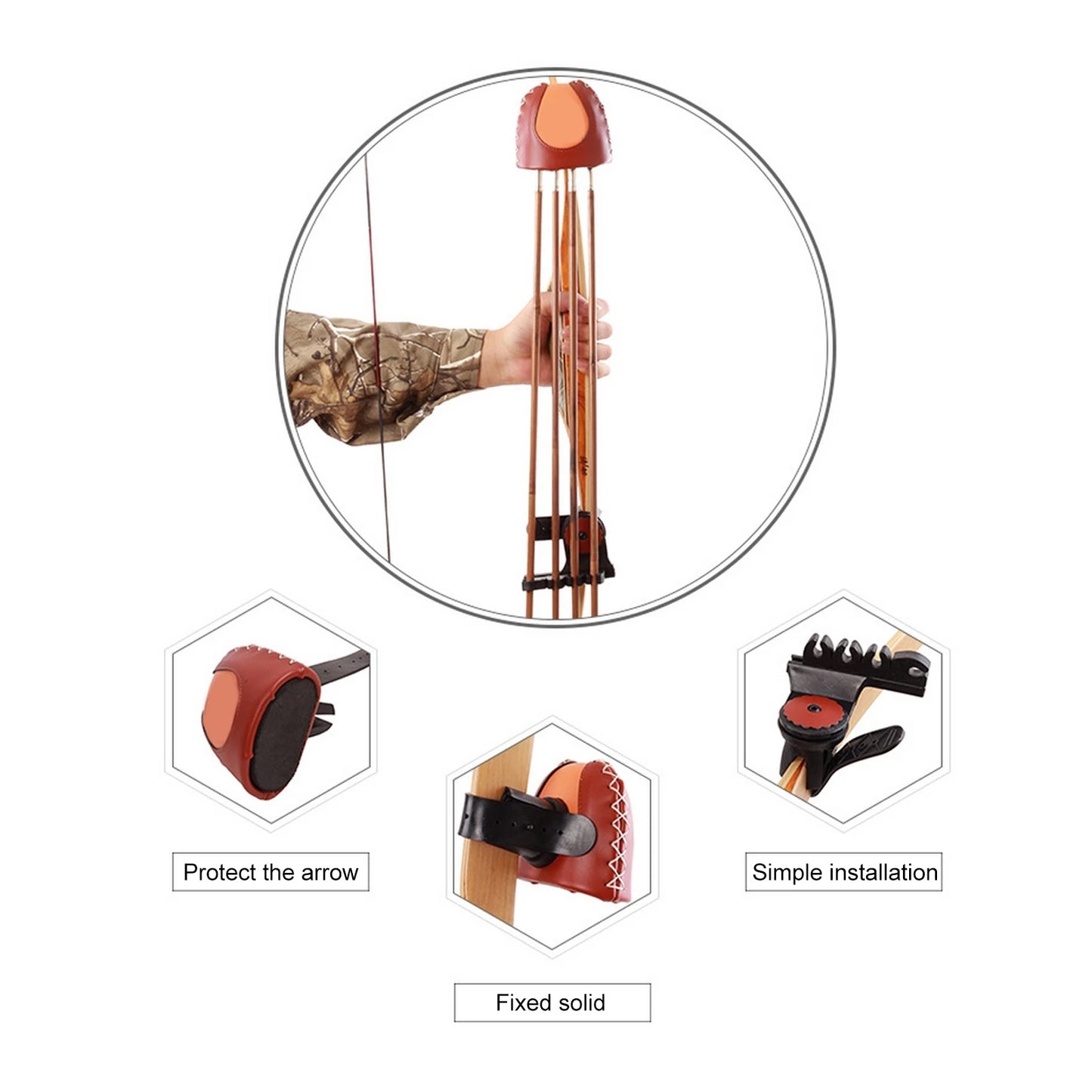 Archery Strap-on Arrow Storage Box Quiver Holder Traditional Longbow Recurve Bow Leather For Outdoor Hunting
