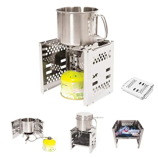 Outdoor Folding Grill Barbecue Stove with Storage Bag Stainless Steel Camping Picnic Mini BBQ Grill Charcoal Stove Windshield