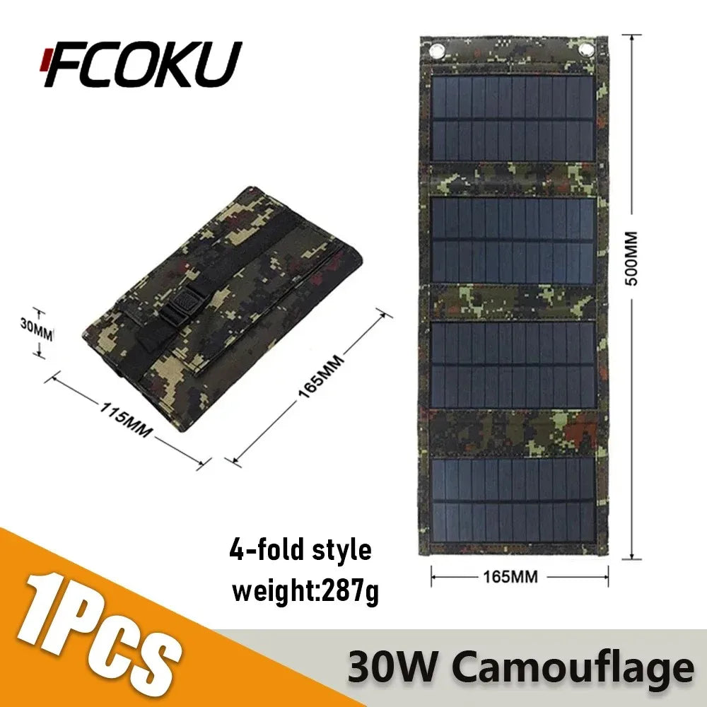 80W Portable Foldable Solar Panel with USB 5V Waterproof Solar Panel for Cell Phone Power Bank Battery Charger Camping Tourism
