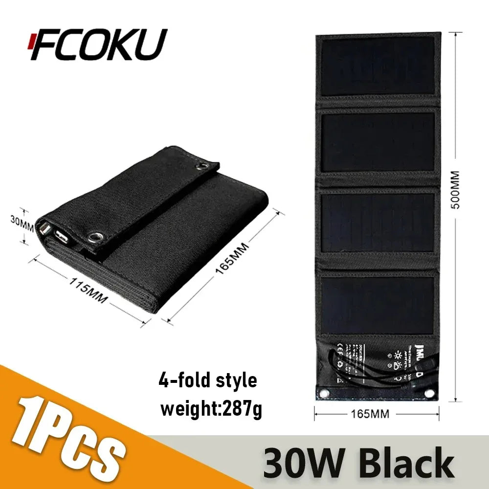 80W Portable Foldable Solar Panel with USB 5V Waterproof Solar Panel for Cell Phone Power Bank Battery Charger Camping Tourism